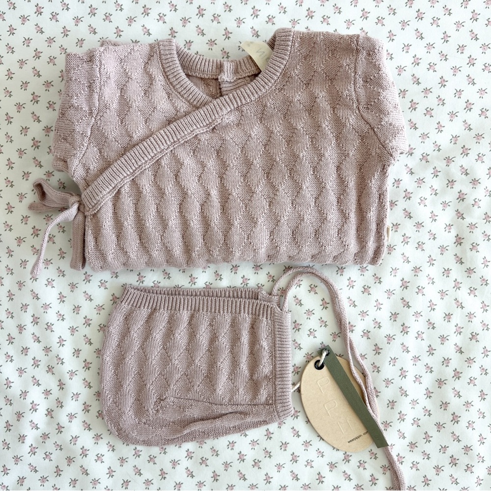 Pippin Diamond Knit Footie w/ Bonnet